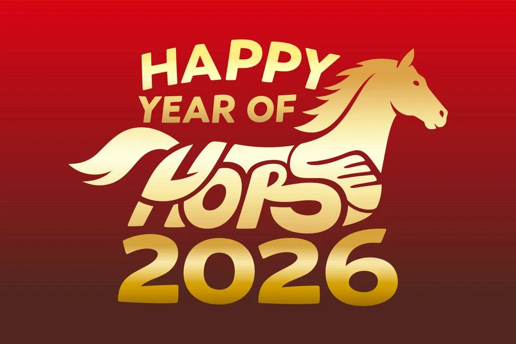 Ngựa hoạt hình cầm vàng mừng năm mới 2026 Ai