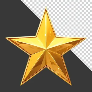 Ngôi Sao PNG Vàng 3D Phản Chiếu