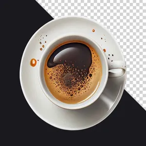 Ly cà phê đen nhìn từ trên cao với bọt nổi File PNG