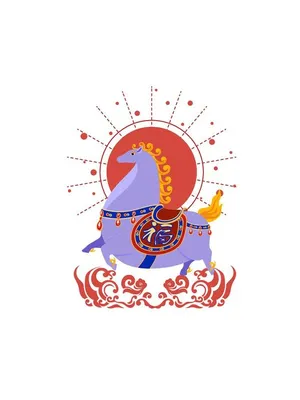 Hình Minh Họa Ngựa Phong Cách Á Đông - File Vector EPS