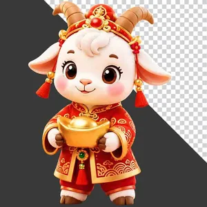 Hình ảnh dê 3D chúc Tết cầm thỏi vàng dễ thương.png
