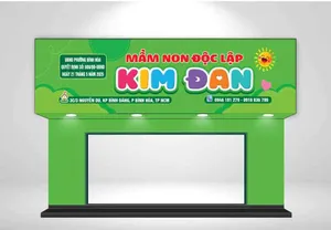 Mẫu thiết kế bảng hiệu mầm non độc lập Kim Đan File Corel