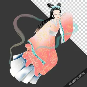 Chị Hằng PNG áo hồng cam truyền thống - Hình minh họa Trung Thu