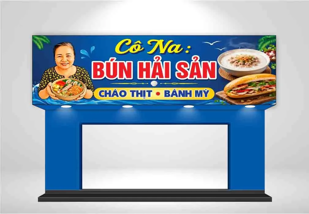 Biển Hiệu Bún Hải Sản Cô Na CDR – Thiết Kế Đồ Họa Vector Chuyên Nghiệp