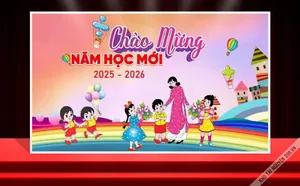 File Corel chào mừng năm học mới 2025–2026 chủ đề cô và bé vui tươi
