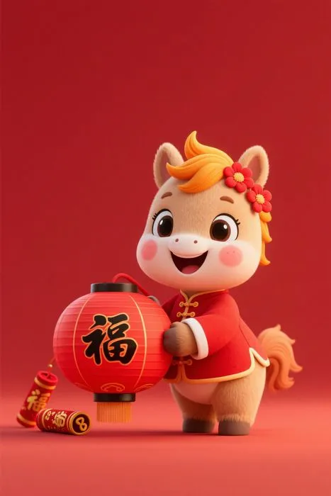 Hình minh họa ngựa hoạt hình mừng Tết Nguyên Đán (JPG)