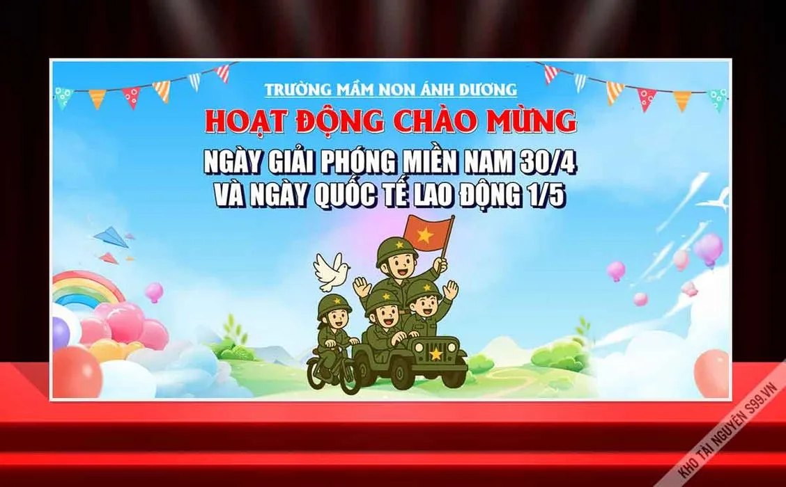 Backdrop Giải Phóng Miền Nam  30/4 - Quốc Tế Lao Động 1/5