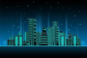File EPS Thành phố neon ánh sáng xanh nổi bật trong đêm