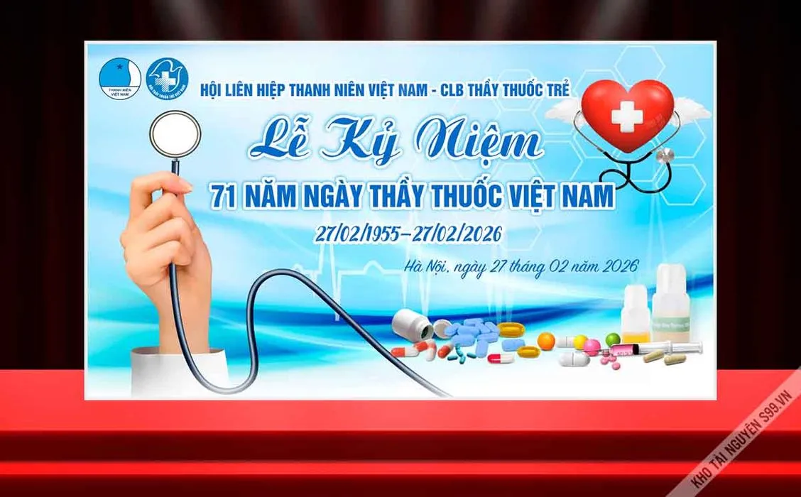 Backdrop Kỷ Niệm 71 Năm Ngày Thầy Thuốc Việt Nam 27/2/2026 - CDR
