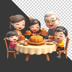 Hình ảnh gia đình vui vẻ trong dịp tết trung thu cổ truyền Việt Nam