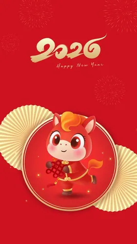 Hình ngựa hoạt hình dễ thương mừng năm mới 2026 Ai