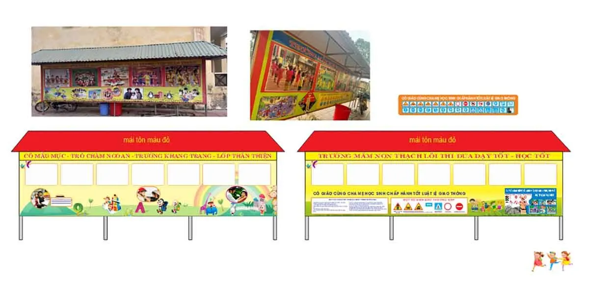 Thiết kế bảng tuyên truyền trường mầm non Thạch Lỗi thi đua dạy tốt học tốt File Corel