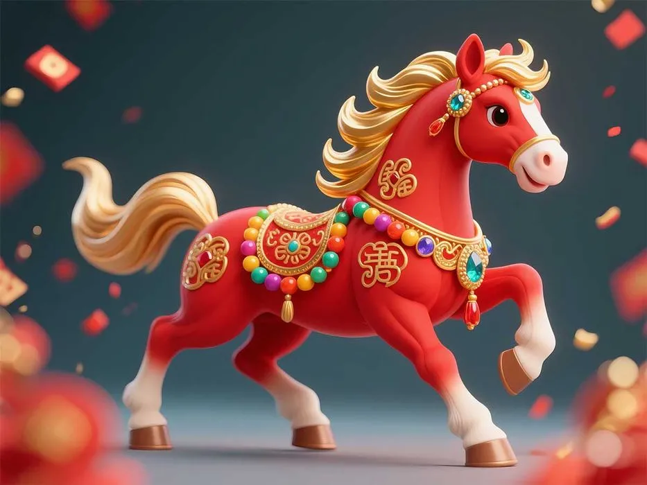 Ngựa Đỏ Hoàng Gia - Hình Minh Họa PNG Trang Trí Tết Nguyên Đán