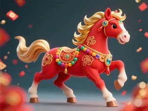 Ngựa Đỏ Hoàng Gia - Hình Minh Họa PNG Trang Trí Tết Nguyên Đán