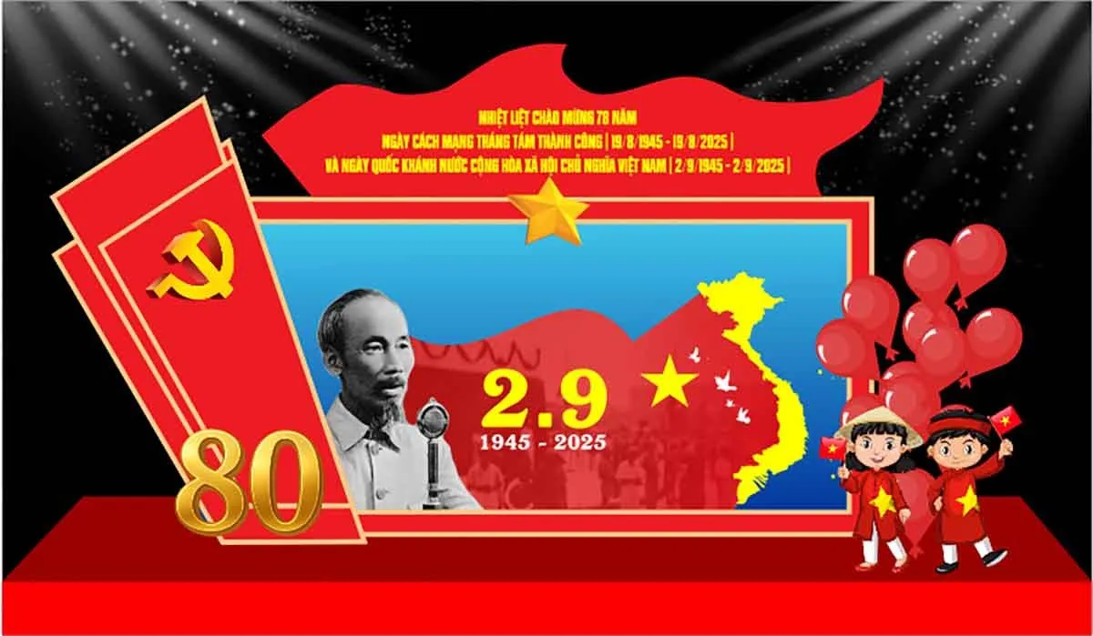 Thiết kế sân khấu Kỷ niệm 80 năm Cách mạng Tháng Tám và Quốc khánh 2/9 - File Corel