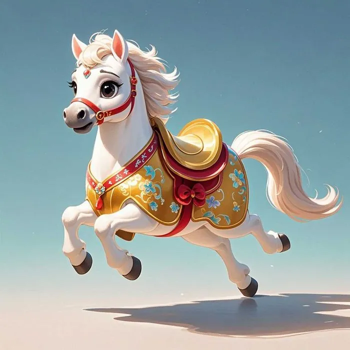 Linh Vật Ngựa Trắng Giáp Vàng Phi Nước Đại. JPG