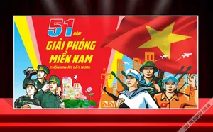 Backdrop 51 Năm Giải Phóng Miền Nam - Vector CDR Chất Lượng Cao
