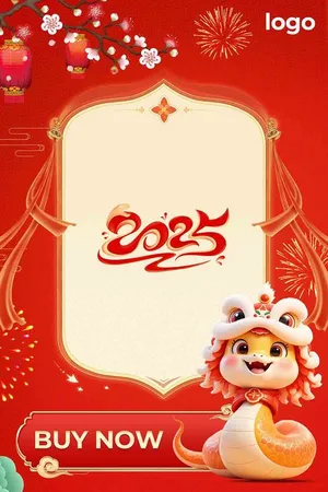 Thiết kế Tết 2025 rồng dễ thương File PSD nền đỏ