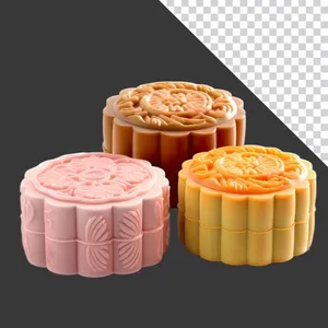 Bánh trung thu tuyết nhiều màu pastel – File PNG không nền