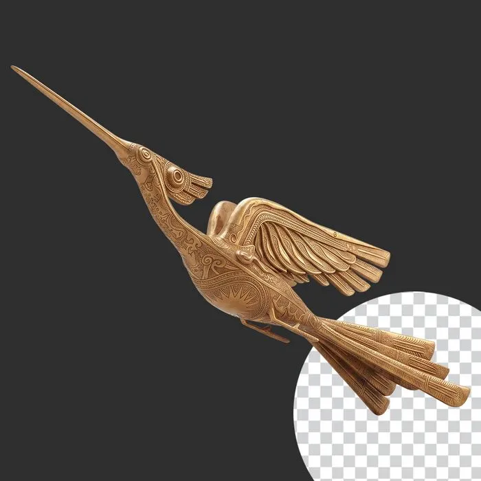 Hình ảnh chim lạc PNG 3D chất lượng cao màu vàng gold họa tiết hoa văn trống đồng Việt Nam - File số 2