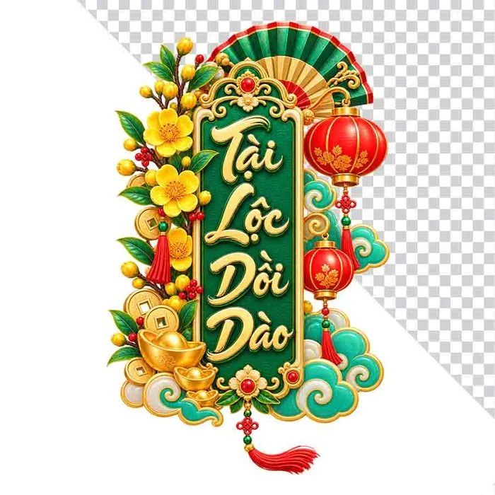 Liễn Tài Lộc Dồi Dào lồng đèn hoa mai thỏi vàng.PNG
