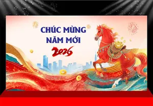 Backdrop Tết 2026 - Ngựa Vàng - Chúc Mừng Năm Mới File corel