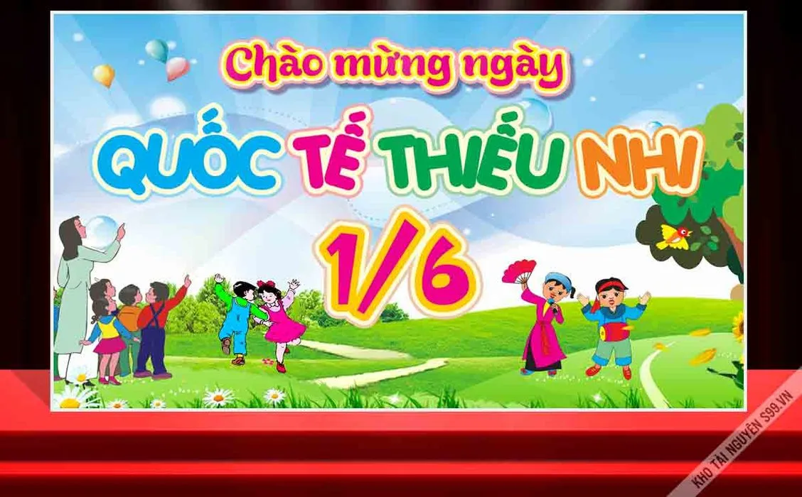 Backdrop Chào Mừng Quốc Tế Thiếu Nhi 1/6 Vector CDR Đẹp Mắt