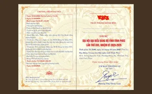 Mẫu thiết kế giấy mời đại hội đảng bộ tỉnh Vĩnh Phúc file corel