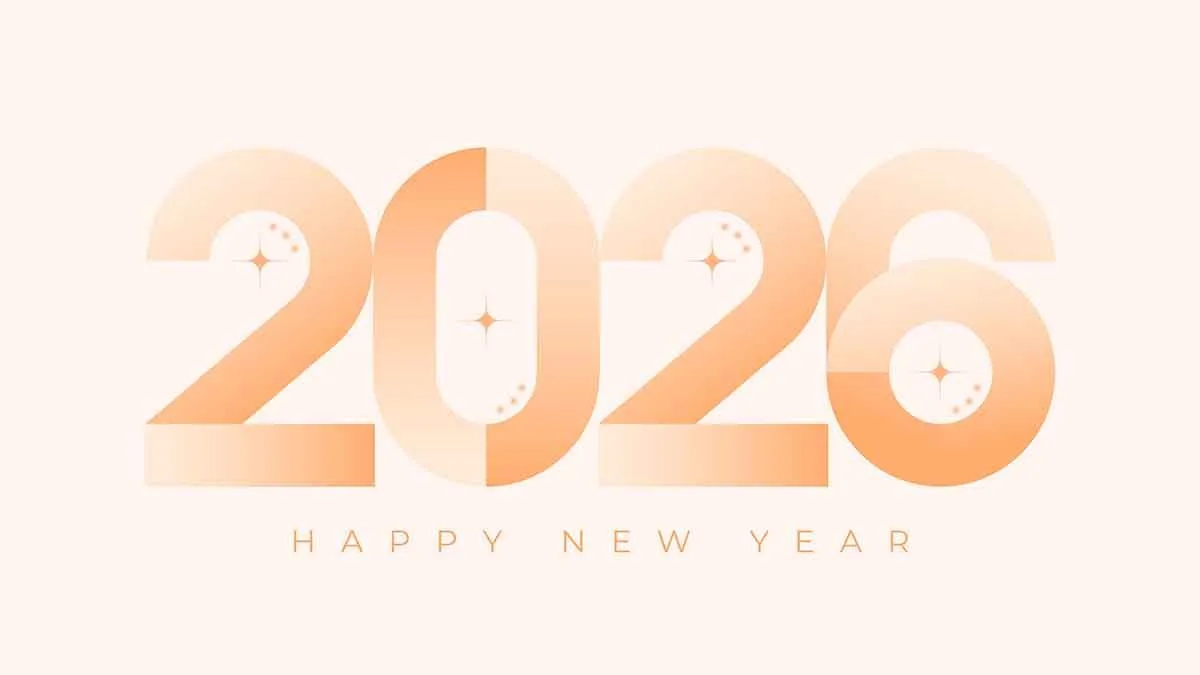 File Vector số 2026 gradient cam ánh sáng chúc mừng năm mới