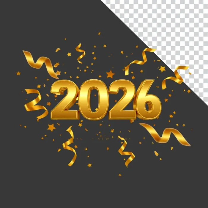 Số 2026 pháo hoa vàng lung linh File PNG
