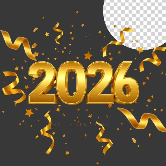 Số 2026 pháo hoa vàng lung linh File PNG