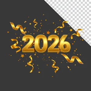 Số 2026 pháo hoa vàng lung linh File PNG