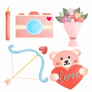 File EPS Bộ Icon Valentine’s Day Dễ Thương Gấu Teddy Cung Tên