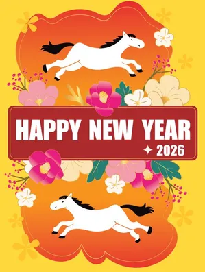 File Ai ngựa trắng vui nhộn hoa đào Happy New Year 2026