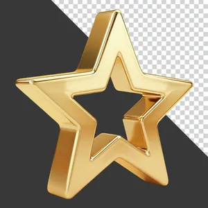 Ngôi sao PNG vàng rỗng 3D