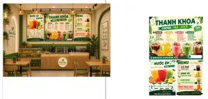 File Corel - Mẫu thiết kế bảng hiệu menu Thanh Khoa Coffee Tea Juice