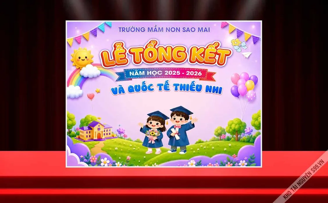 Backdrop Lễ Tổng Kết và Quốc Tế Thiếu Nhi 2025-2026 - File CDR