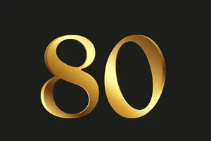 Số 80 3D chất liệu màu vàng gold file vector - Mẫu 4