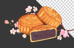 —Bánh trung thu minh họa nhân khoai môn - File PNG”