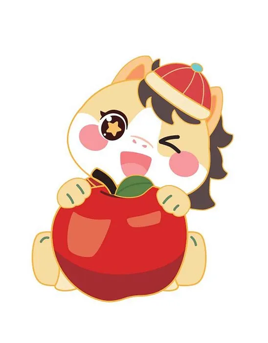 Hình Minh Họa Ngựa Hoạt Hình Dễ Thương Cầm Táo Đỏ