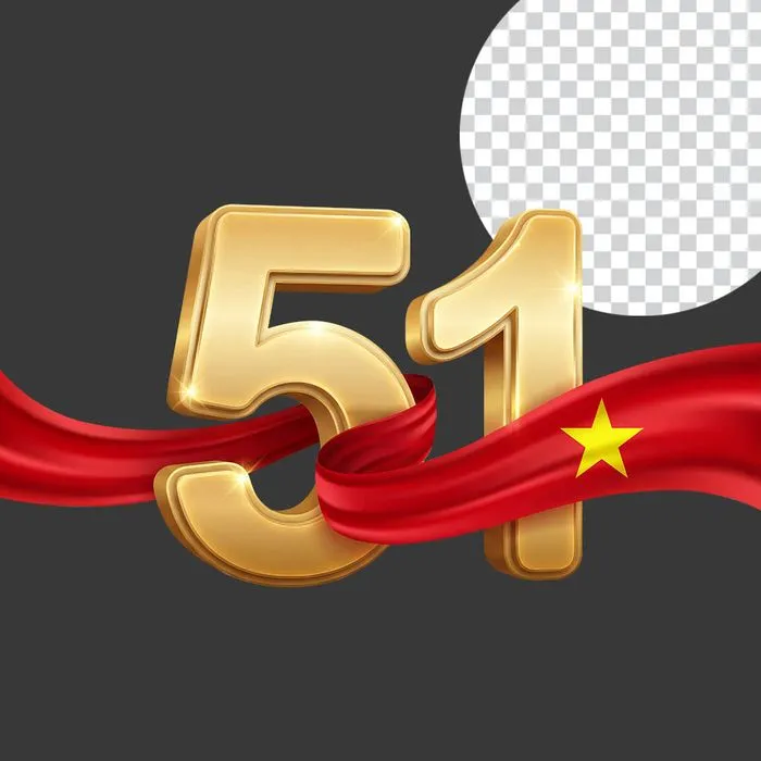 Số 51 Vàng Gold Cờ Việt Nam PNG - Tài nguyên thiết kế đồ họa chất lượng cao