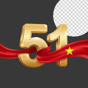 Số 51 Vàng Gold Cờ Việt Nam PNG - Tài nguyên thiết kế đồ họa chất lượng cao