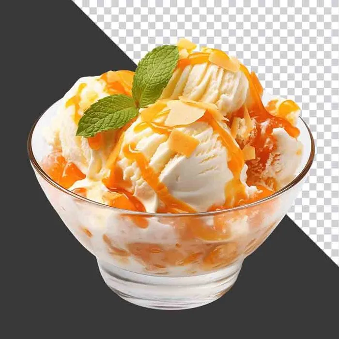 Ly Kem Vanilla Béo Ngậy Với Caramel Và Hạnh Nhân - Ảnh PNG Chất Lượng Cao