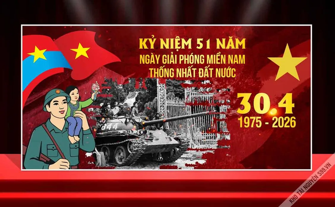 Backdrop Kỷ Niệm 30/4 Giải Phóng Miền Nam - Thống Nhất Đất Nước