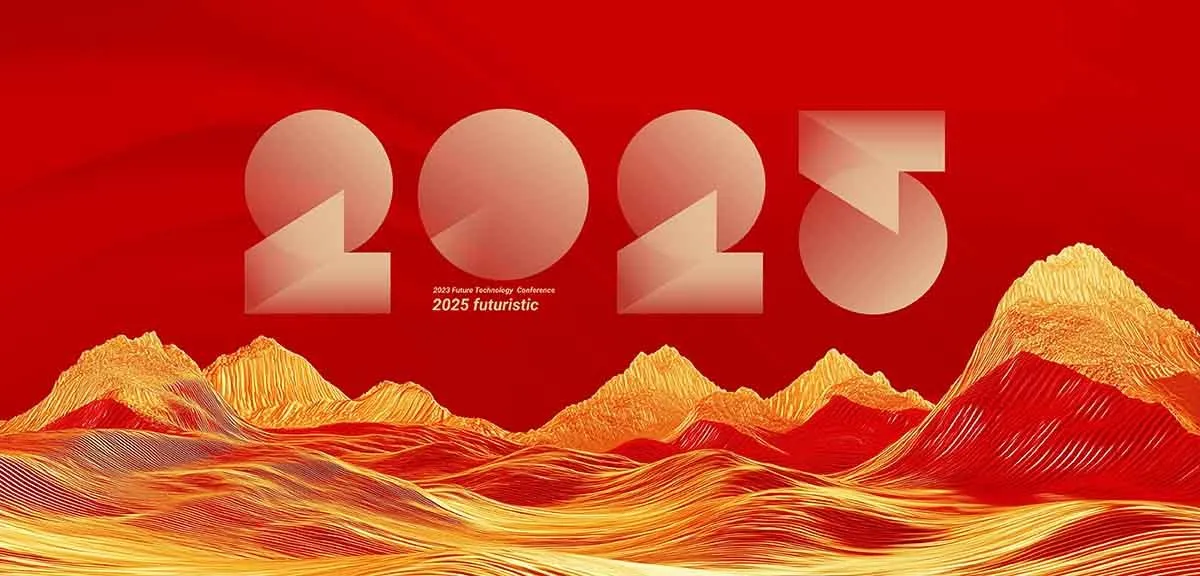 Background năm mới 2025 phong cách núi vàng đường nét 3D File PSD