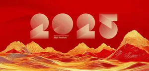 Background năm mới 2025 phong cách núi vàng đường nét 3D File PSD