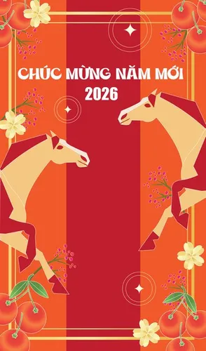 File Ai ngựa 2026 chúc mừng năm mới phong cách đối xứng