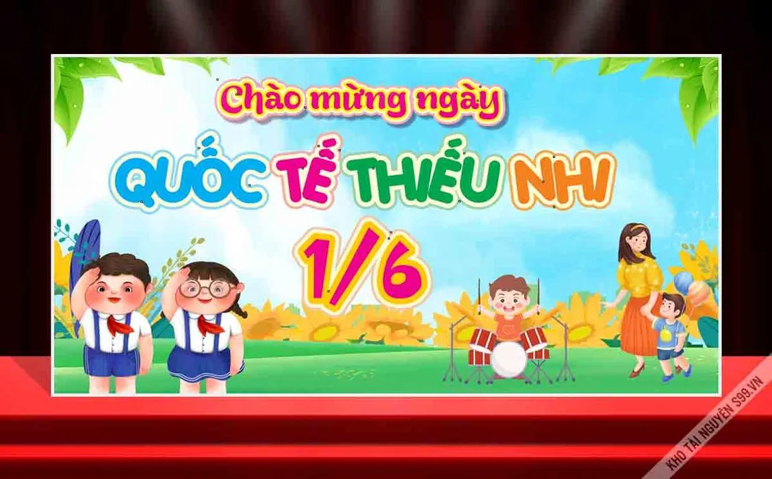 Backdrop Chào Mừng Quốc Tế Thiếu Nhi 1/6 Vector CDR Đáng Yêu