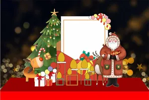 Background Giang sinh 2025 Khung Ảnh Tuần Lộc Cây Thông Vector File Corel