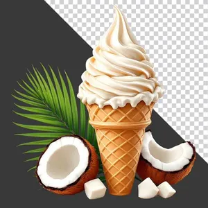 Kem Dừa Tươi PNG Chất Lượng Cao cho Thiết Kế Đồ Họa